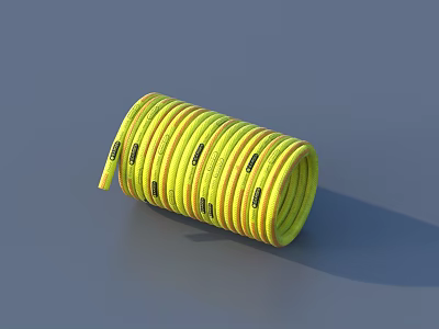Hardware Tools Yellow Coiled Flexible Hose For Garden And Industrial Use 3d model