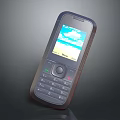 Old Feature Mobile Phone With Keypad And Scenic Screen Display Blue Sky White Cloud Beach