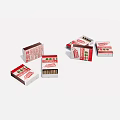 Red And White Matchboxes With Open Closed Lids And Matchsticks
