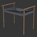 Wooden Chair With Beige Striped Woven Seat And Oak Frame Design