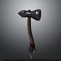 Medieval Battle Axe with Metal Head Wooden Handle and Red Strap