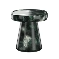 Modern Stylish Side Tables With Dark Green Marble Oval Top And Conical Base
