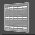 White Square Decorative Panel With Grid Pattern And Perforated Design On Wall 3d model