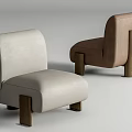 Modern Upholstered Leisure Chairs With Wooden Legs And Two Tone Colors