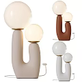 Modern Table Lamp With Two Globe Shades Curved White Base And Gold Accents