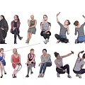 Women in Various Poses and Different Outfits Sitting Standing and Taking