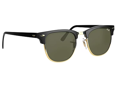 Stylish Jewelry Sunglasses With Black Frame Gold Accents And Green Lenses 3d model