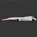 Red And White Streamlined Aircraft Model With Twin Engines And Fuselage Windows