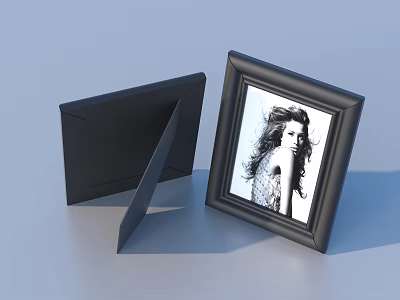 Black Collapsible Photo Frame with Portrait Photo for Home Decoration 3d model