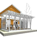 Wooden House Exterior Design With Covered Porch And Wooden Columns