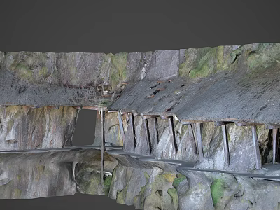 Rural Landscape With Traditional Stone Buildings Rocky Terrain And Mossy Natural Surfaces 3d model