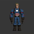 Cartoon Superhero Character In Blue Uniform With White Star Red Stripes Brown Gloves And Boots Standing Pose