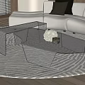 Modern Black Metal Coffee Tables With Textured Surface In Living Room With Sofa And Carpet