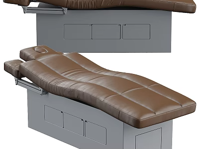 Medical Examination Table With Brown Leather Surface And Underneath Storage Cabinets 3d model