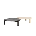 Modern Minimalist Round Coffee Tables in Dark and Cream with Simple Wooden Legs
