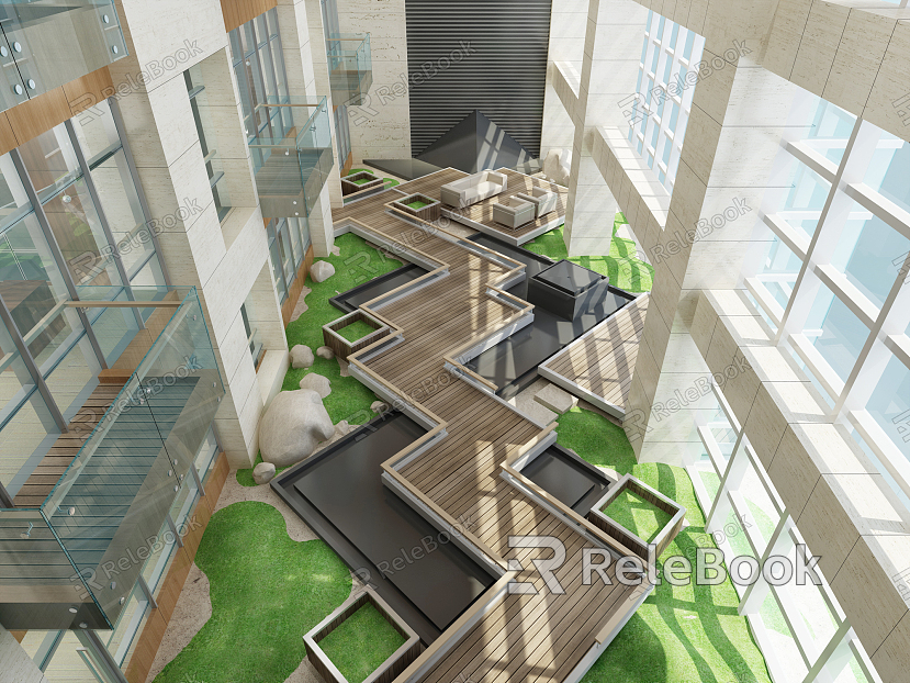 Modern Hall Office Hall Lobby Interior Landscape model