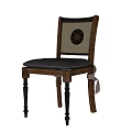 Elegant Vintage Dining Chair With Woven Back Decorative Emblem Black Padded Seat And Wooden Legs