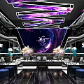 Modern KTV Interior Design With Colorful Lighting Comfortable Sofa Seating And Decorative Walls