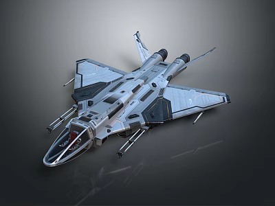 Futuristic Military Fighter Jet With Sleek Silver Design And Armaments 3d model