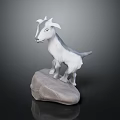 White Goat 3D Model Standing On Rock With Detailed Digital Rendering 3d model