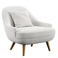Light Gray Upholstered Accent Chair With Throw Pillow And Wooden Legs