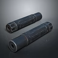 Black Cylindrical Metal Weapon Pair With Tactical Design And Structured Surface 3d model