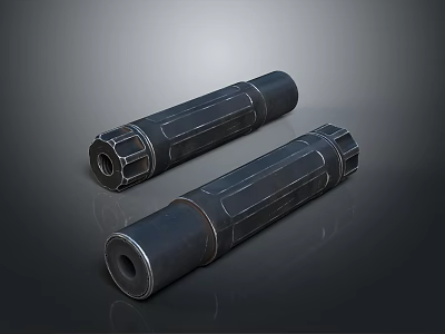 Black Cylindrical Metal Weapon Pair With Tactical Design And Structured Surface 3d model Black Cylindrical Metal Weapon Pair With Tactical Design And Structured Surface 3d model