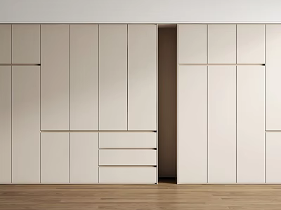 Modern Wardrobe Design With Light Colored Doors Drawers And Open Compartment 3d model