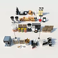 Assorted Kitchen Food Supplies Coffee Machine Jars Bread And Storage Boxes 3d model