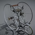 Vintage Tricycle Design Featuring Large Wheels Small Front Wheel Seat Chain And Headlight