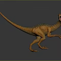 Realistic Orange Green Dinosaur Standing With Open Mouth And Sharp Claws 3d model