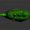 Green Snake Shaped Weapon With Red Eyes Claw Design And Grid Texture Blade
