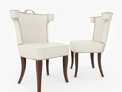 Elegant Beige Upholstered Single Chair With Wooden Legs And Armrest Design 3d model