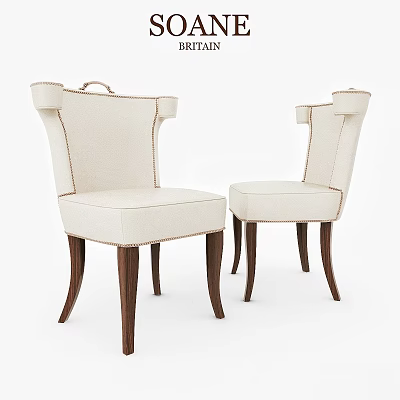 Elegant Beige Upholstered Single Chair With Wooden Legs And Armrest Design 3d model
