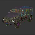 Grey Armored Functional Vehicle With Robust Tires And Illuminated Lights