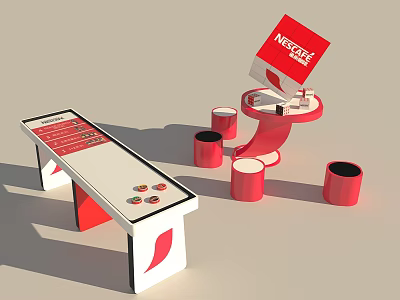 Nescafe Themed Red Interactive Play Equipment With Table Cups And Colorful Design 3d model