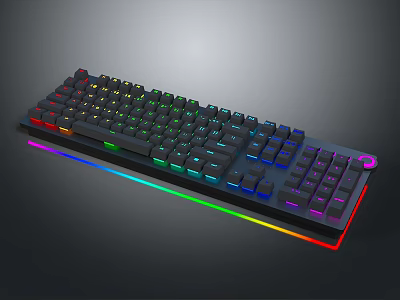 RGB Backlit Gaming Keyboard with Colorful Lighting Effects and Numeric Keypad Design 3d model