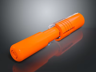 Orange Modern Sleek Pen Design With Transparent Upper Part And Smooth Body Surface 3d model