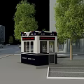 Urban Police Station Structure With Trees Buildings And Public Services