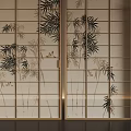 Minotti Modern Interior Sliding Doors Featuring Bamboo Patterns And Vertical Stripes 3d model