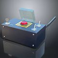 Dark Blue Household Item Box With Transparent Lid Red Button And Silver Knobs 3d model