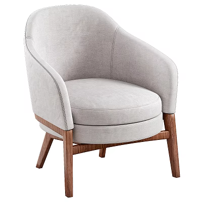 Comfortable Light Gray Upholstered Single Sofa With Wooden Legs Modern Design 3d model