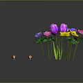Vibrant Multicolored Flowers With Shovel Rake And Trowel Garden Tools