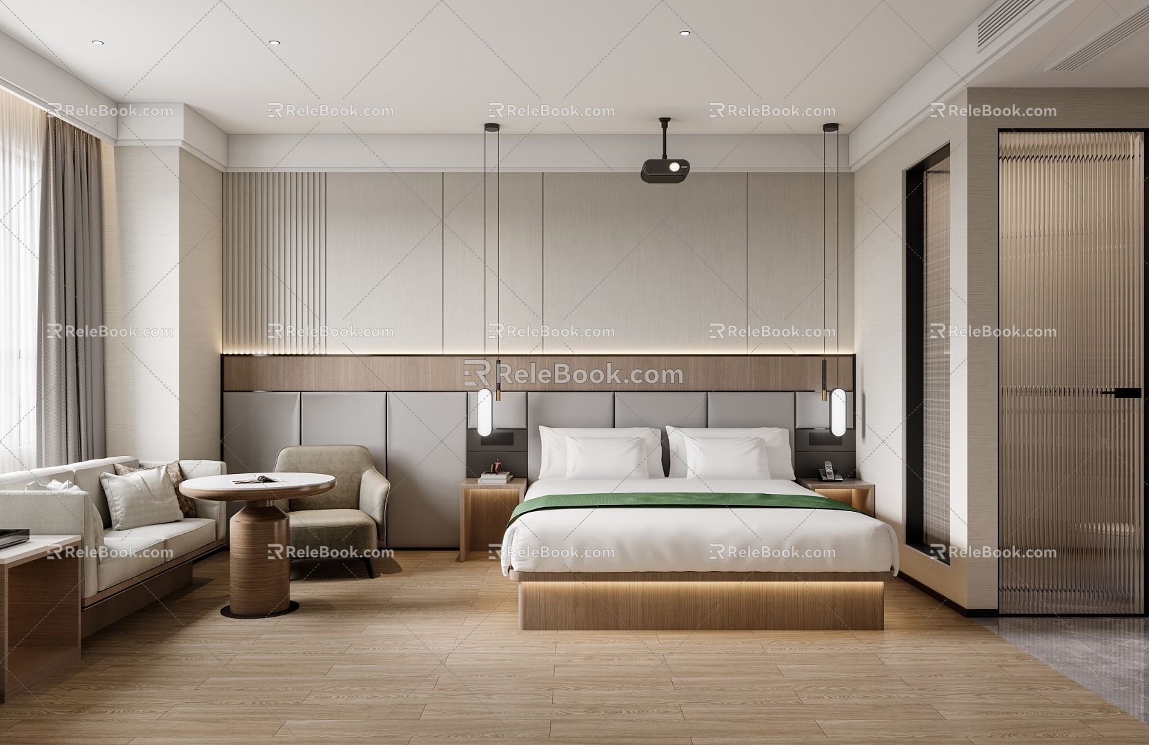 Modern Hotel Big Bed Room 3d model