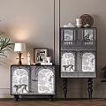 Stylish Entryway Cabinet and Side Cabinet with Monkey Design and Decor Items 3d model