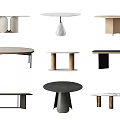 Contemporary Dining Tables With Diverse Shapes And Elegant Material Bases Design 3d model