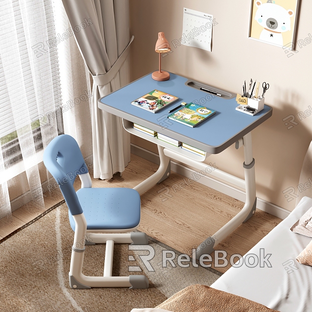 Nordic Study Table Study Chair Study Table and Chair Combination Desk Lifting Table School Tools model