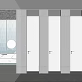 Modern Public Restroom Corridor With Marble Floor Ceiling Decor And Human Figure Signs
