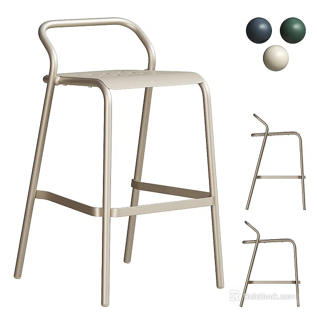 Modern Metal Bar Stool With Sleek Design And Sturdy Frame For Kitchen Island Use 3d model 
