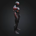Futuristic Sci Fi Superhero 3D Model With Muscular Black Red Body And Glowing Eyes